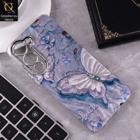 Vivo Y04 Cover - Design 2 -  New Silver-Plated Floral and Butterfly Design Soft Case With Camera Protection