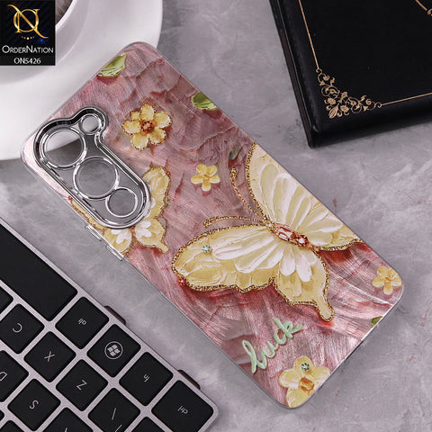 Vivo Y04 Cover - Design 3 -  New Silver-Plated Floral and Butterfly Design Soft Case With Camera Protection