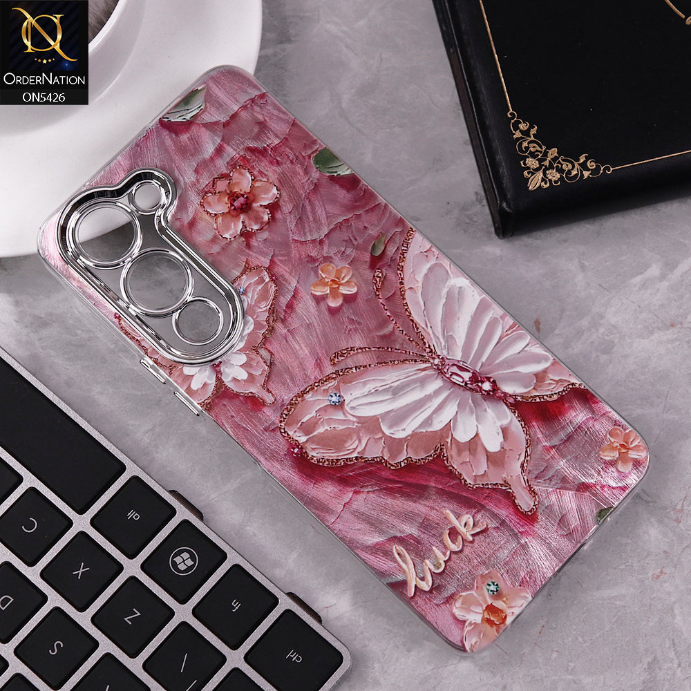 Vivo Y04 Cover - Design 4 - New Silver-Plated Floral and Butterfly Design Soft Case With Camera Protection