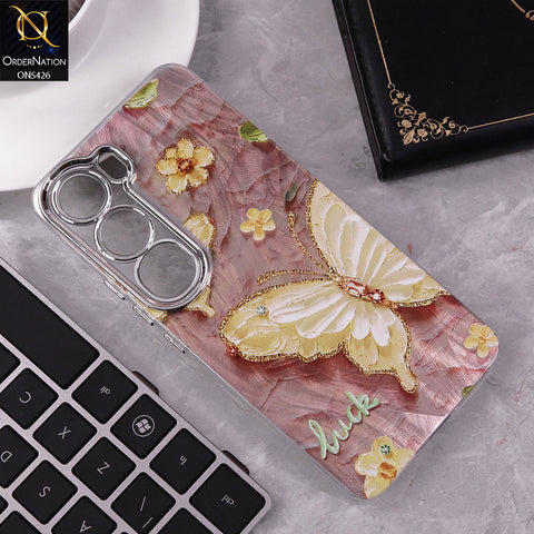 Vivo Y300 Cover - Design 3 - New Silver-Plated Floral and Butterfly Design Soft Case With Camera Protection