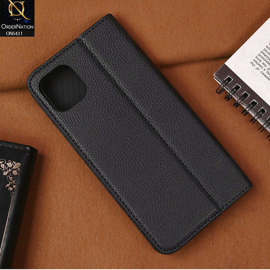 iPhone 11 Pro Max Cover - Black -  Premium Leather Rich Boss Megantic Flip Book Covers With Card Holding Option