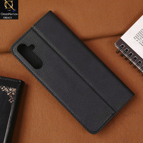 Samsung Galaxy A14 Cover - Black -  Premium Leather Rich Boss Megantic Flip Book Covers With Card Holding Option