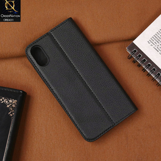 iPhone XS Max Cover - Black -  Premium Leather Rich Boss Megantic Flip Book Covers With Card Holding Option