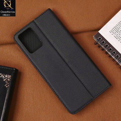 Vivo Y21 Cover - Black -  Premium Leather Rich Boss Megantic Flip Book Covers With Card Holding Option