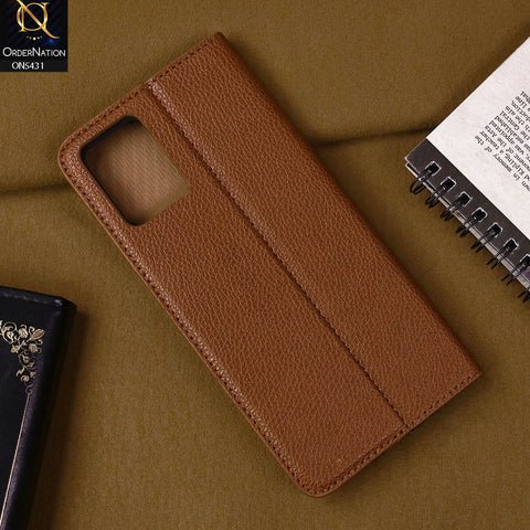Vivo Y21e Cover - Brown -  Premium Leather Rich Boss Megantic Flip Book Covers With Card Holding Option