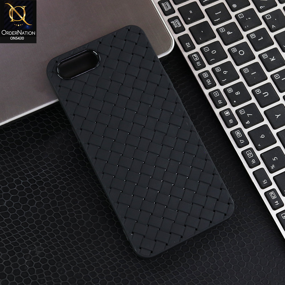 Oppo A12e - Black - New Woven Design Leather Feel Soft TPU Case