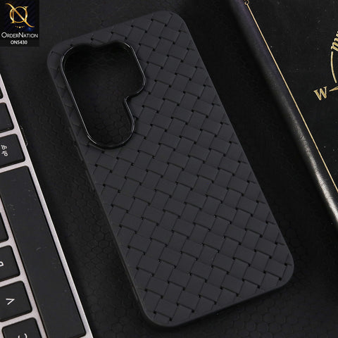 Tecno Camon 50 Pro 4G Cover  - Black - New Woven Design Leather Feel Soft TPU Case