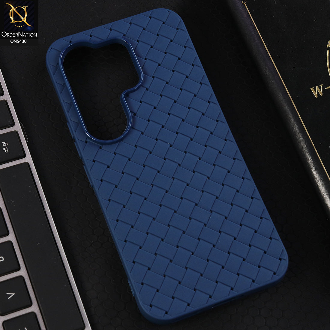 Tecno Camon 50 Pro 4G Cover  - Blue - New Woven Design Leather Feel Soft TPU Case