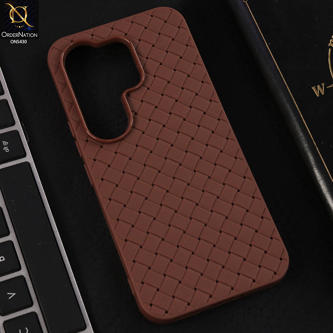 Tecno Camon 50 Pro 4G Cover  - Brown - New Woven Design Leather Feel Soft TPU Case