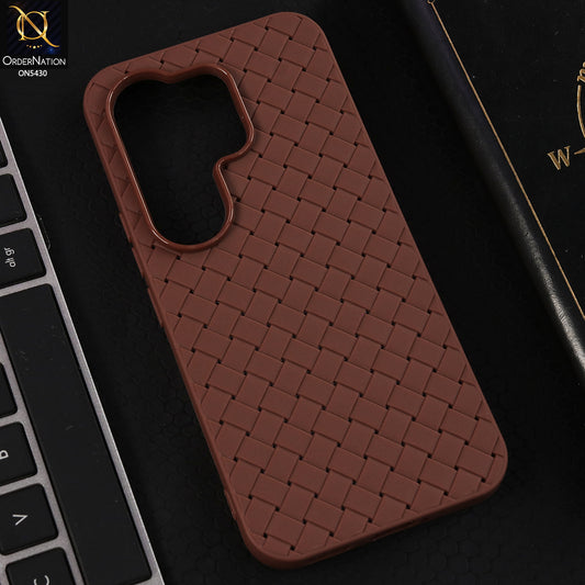 Tecno Camon 50 Pro 4G Cover  - Brown - New Woven Design Leather Feel Soft TPU Case