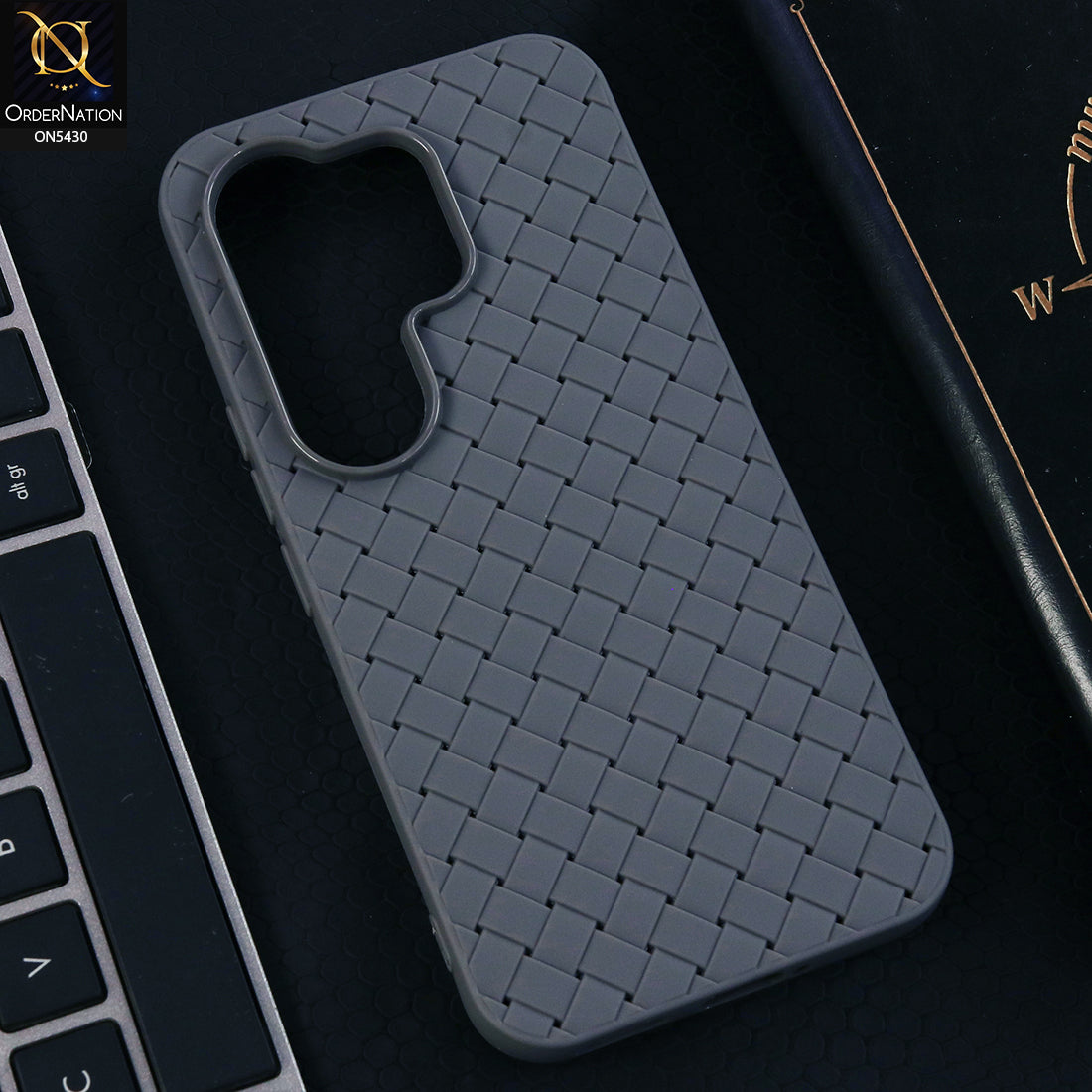 Tecno Camon 50 Pro 4G Cover  - Grey - New Woven Design Leather Feel Soft TPU Case