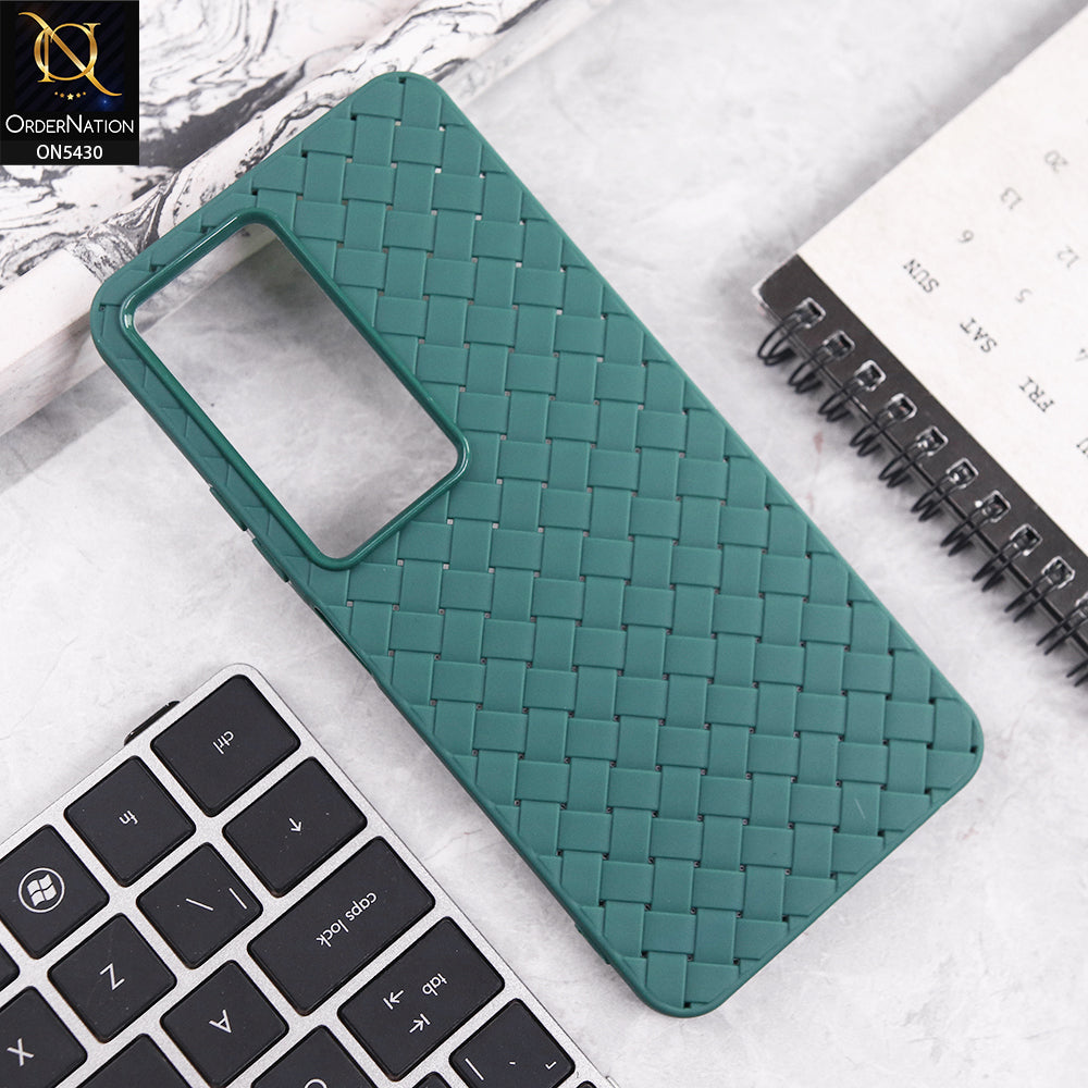 itel City 100 Cover - Green - New Woven Design Leather Feel Soft TPU Case