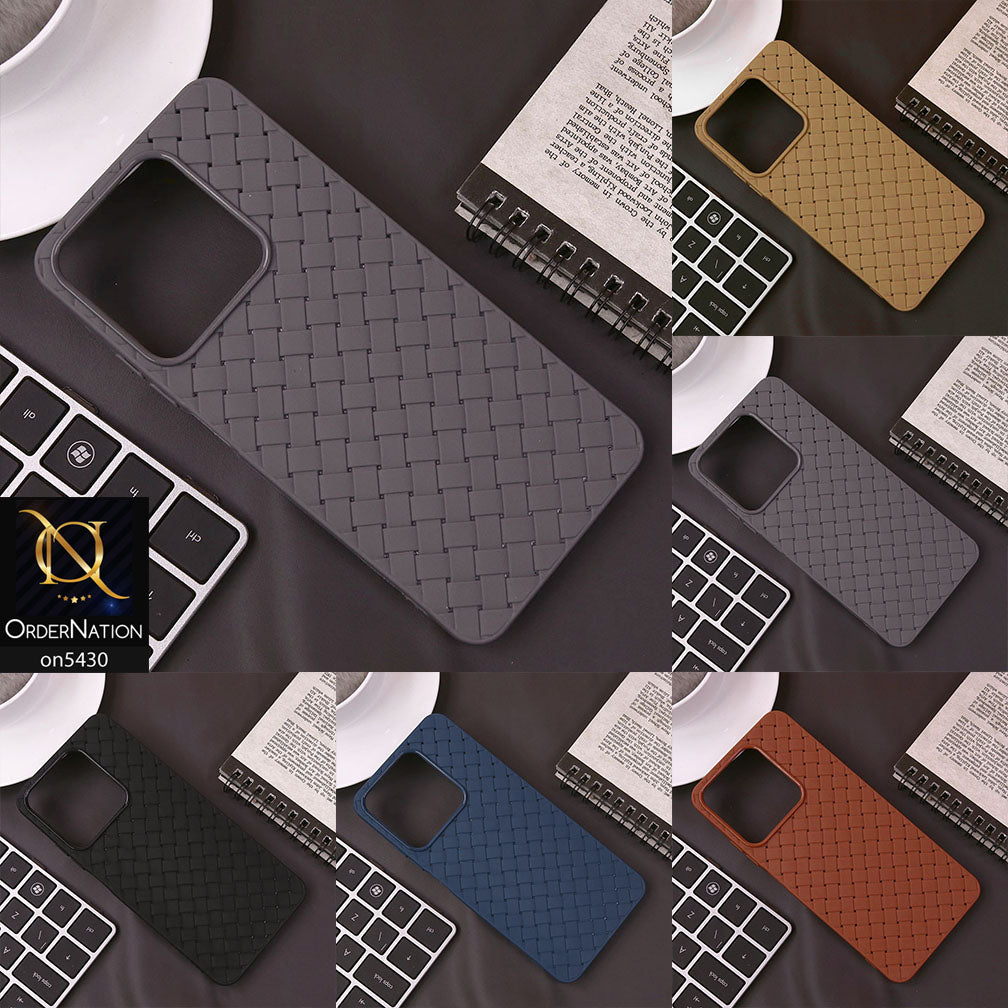 Tecno Spark 40 Cover - Gray - New Woven Design Leather Feel Soft TPU Case