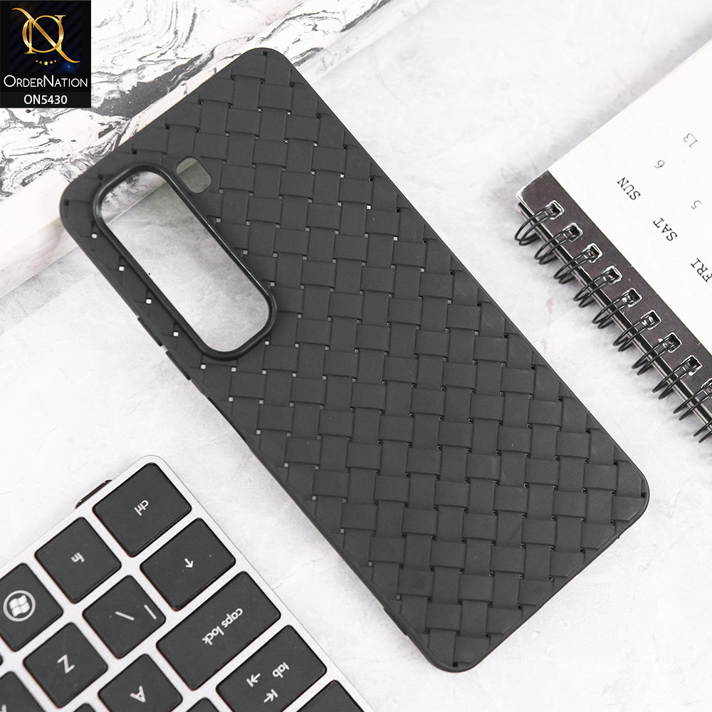 Infinix Hot 50 4G Cover - Black - New Woven Design Leather Feel Soft TPU Case