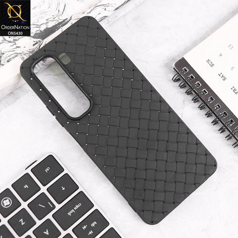 Infinix Hot 50 4G Cover - Black - New Woven Design Leather Feel Soft TPU Case