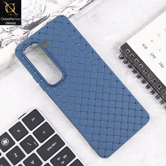 Infinix Hot 50 4G Cover - Blue - New Woven Design Leather Feel Soft TPU Case