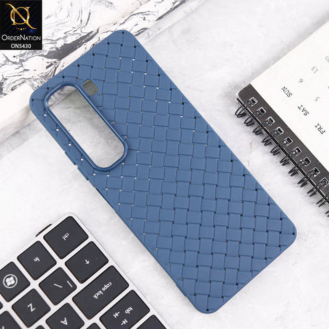 Infinix Hot 50 4G Cover - Blue - New Woven Design Leather Feel Soft TPU Case