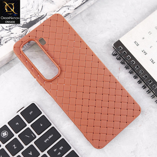Infinix Hot 50 4G Cover - Brown - New Woven Design Leather Feel Soft TPU Case