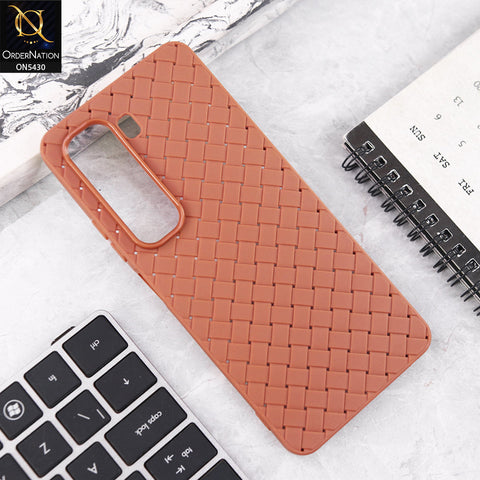 Infinix Hot 50 4G Cover - Brown - New Woven Design Leather Feel Soft TPU Case