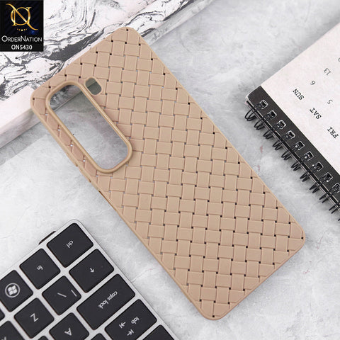 Infinix Hot 50 4G Cover - Light Brown - New Woven Design Leather Feel Soft TPU Case