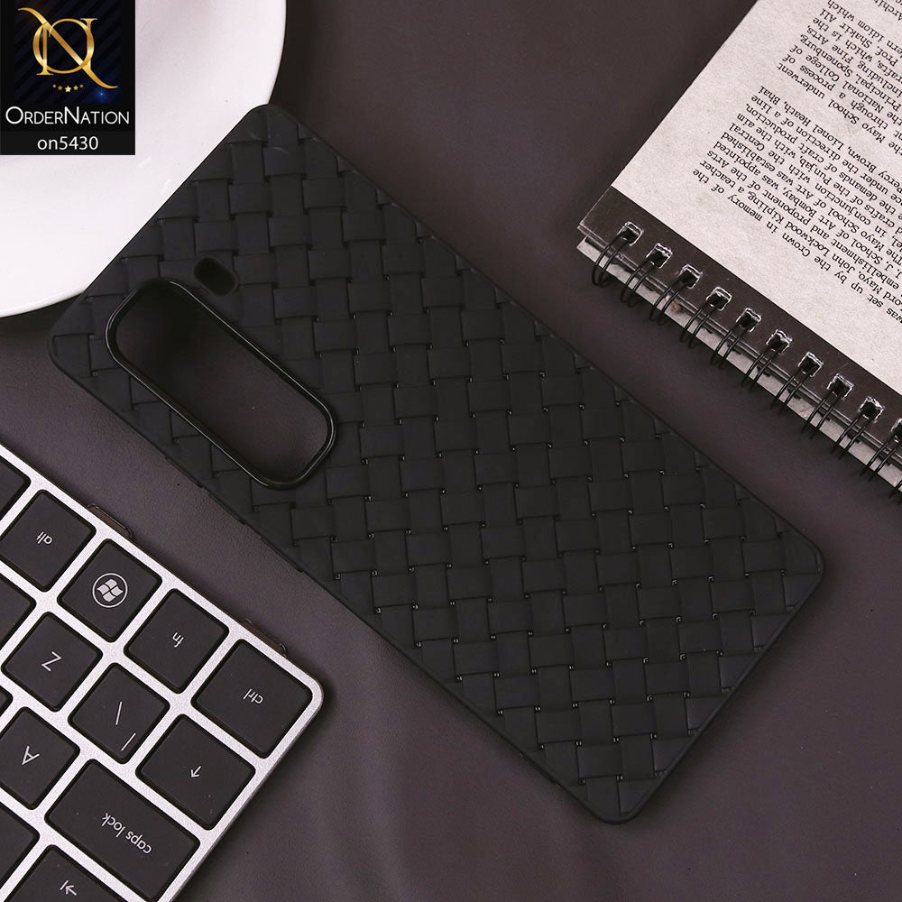 Infinix Hot 50 Pro Plus Cover - Black - New Woven Design Leather Feel Soft TPU Case