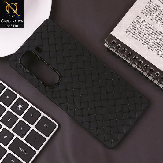Infinix Hot 50 Pro Plus Cover - Black - New Woven Design Leather Feel Soft TPU Case