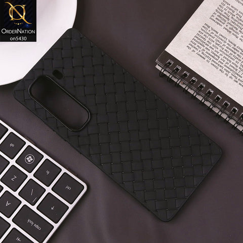 Infinix Hot 50 Pro Plus Cover - Black - New Woven Design Leather Feel Soft TPU Case