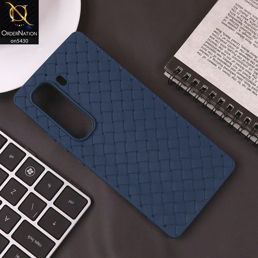 Infinix Hot 50 Pro Plus Cover - Blue - New Woven Design Leather Feel Soft TPU Case