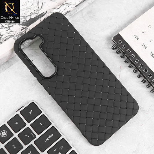 Infinix Hot 60 Pro Plus Cover - Black - New Woven Design Leather Feel Soft TPU Case