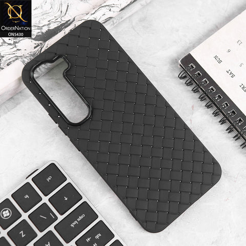 Infinix Hot 60 Pro Plus Cover - Black - New Woven Design Leather Feel Soft TPU Case