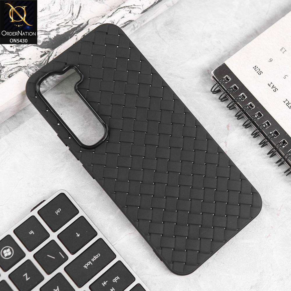 Infinix Hot 60 Pro Cover - Black - New Woven Design Leather Feel Soft TPU Case