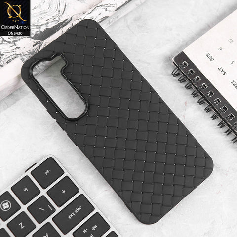 Infinix Hot 60 Pro Cover - Black - New Woven Design Leather Feel Soft TPU Case