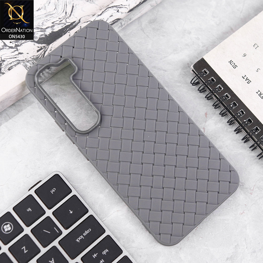 Infinix Hot 60 Pro Cover - Gray - New Woven Design Leather Feel Soft TPU Case