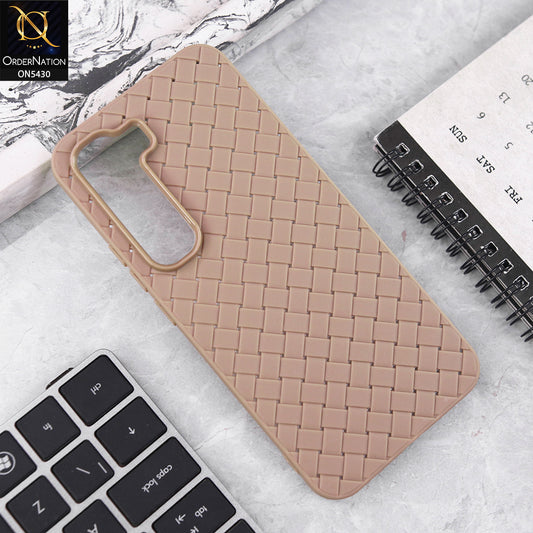 Infinix Hot 60 Pro Plus Cover - Light Brown - New Woven Design Leather Feel Soft TPU Case