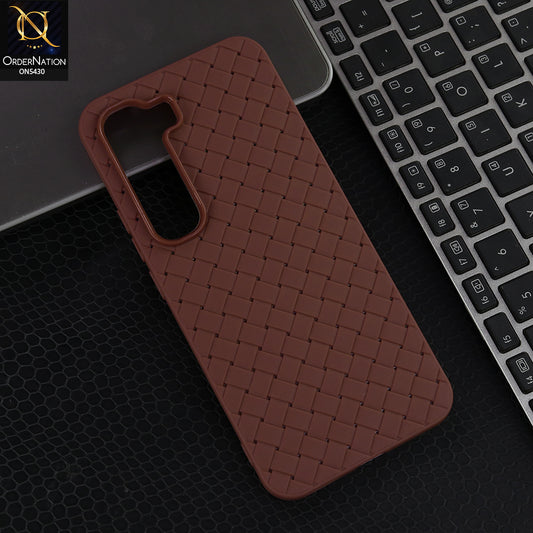 Infinix Hot 60 Pro Plus - Brown - New Woven Design Leather Feel Soft TPU Case