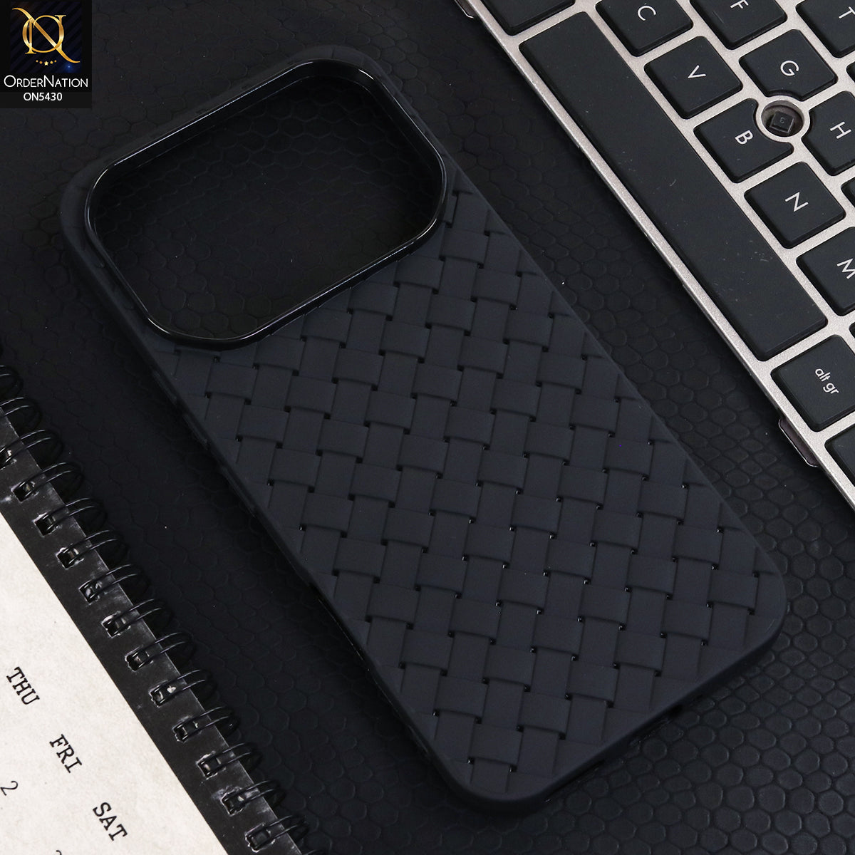Infinix Note 60 Cover - Black  - New Woven Design Leather Feel Soft TPU Case