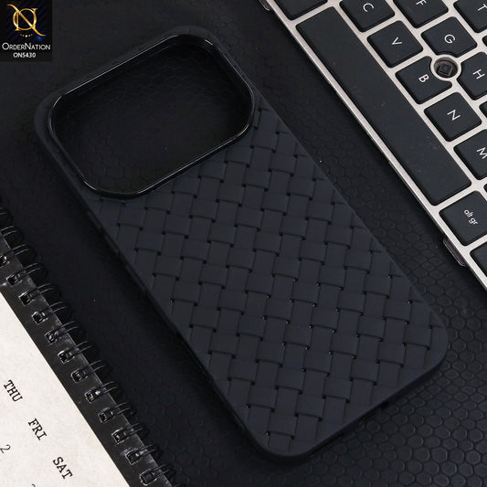 Infinix Note 60 Pro Cover - Black  - New Woven Design Leather Feel Soft TPU Case