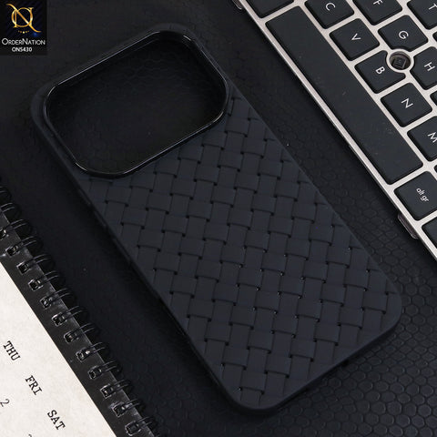Infinix Note 60 Cover - Black  - New Woven Design Leather Feel Soft TPU Case