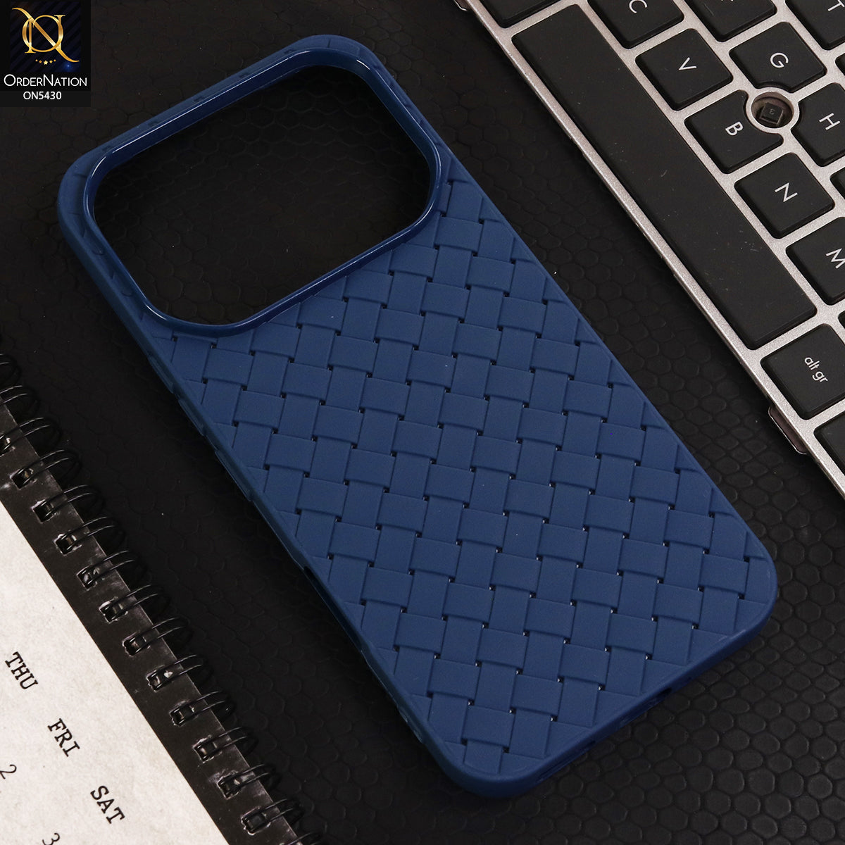Infinix Note 60 Pro Cover - Blue  - New Woven Design Leather Feel Soft TPU Case