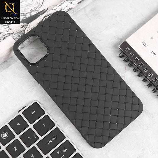 iPhone 11 Cover - Black - New Woven Design Leather Feel Soft TPU Case