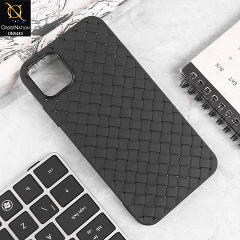 iPhone 11 Cover - Black - New Woven Design Leather Feel Soft TPU Case