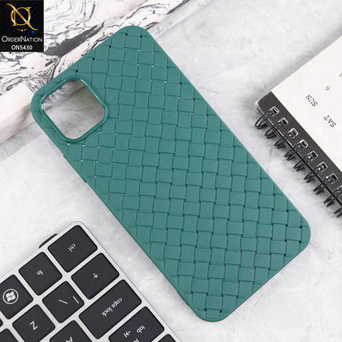 iPhone 11 Pro Cover - Green - New Woven Design Leather Feel Soft TPU Case