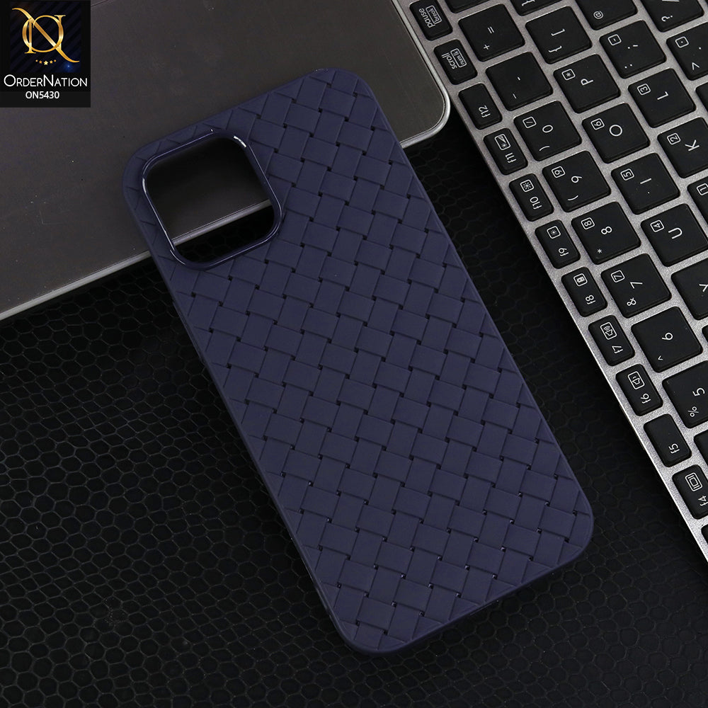 iPhone 14 - Purple - New Woven Design Leather Feel Soft TPU Case