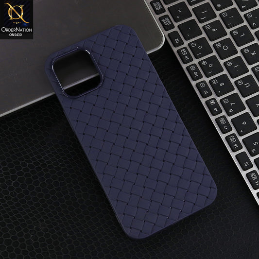iPhone 14 - Purple - New Woven Design Leather Feel Soft TPU Case