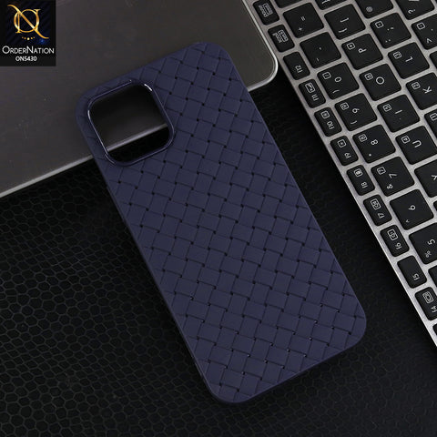 iPhone 14 - Purple - New Woven Design Leather Feel Soft TPU Case