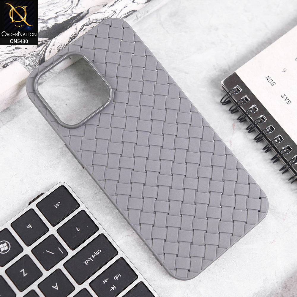 iPhone 11 Cover - Gray - New Woven Design Leather Feel Soft TPU Case