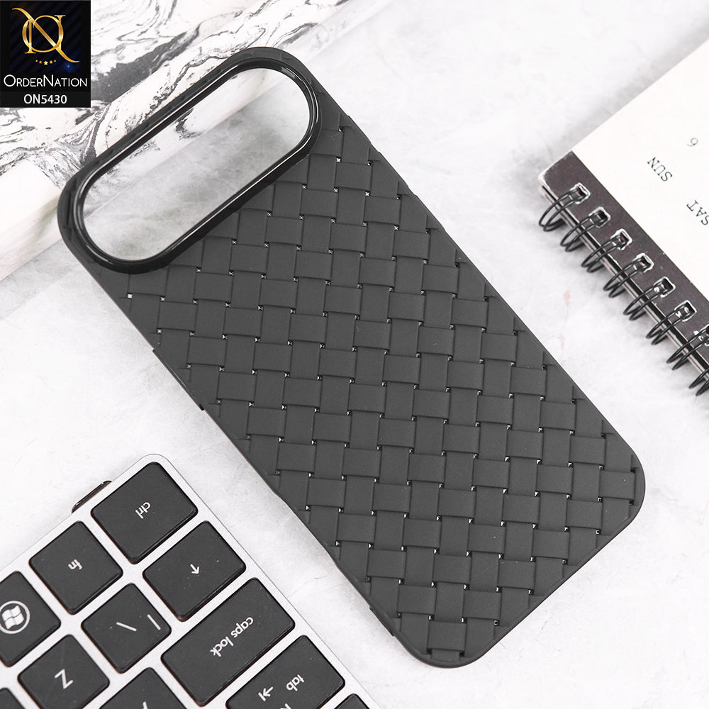 iPhone 17 Air Cover - Black - New Woven Design Leather Feel Soft TPU Case