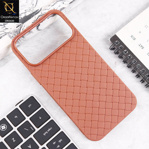iPhone 17 Pro Max Cover - Brown - New Woven Design Leather Feel Soft TPU Case