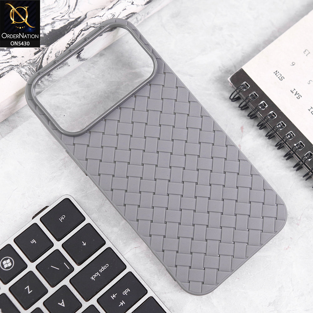 iPhone 17 Pro Max Cover - Gray - New Woven Design Leather Feel Soft TPU Case