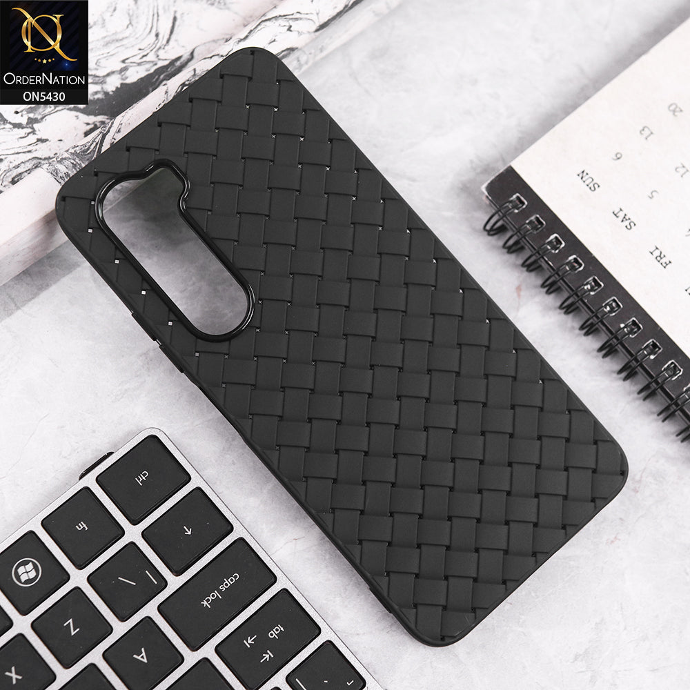 Vivo Y31 5G Cover - Black - New Woven Design Leather Feel Soft TPU Case